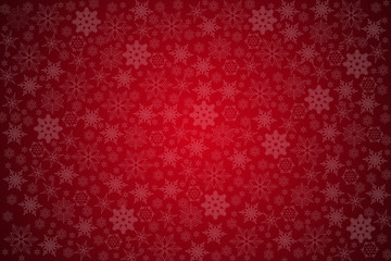Naklejka na ściany i meble Red winter background with snowflakes.