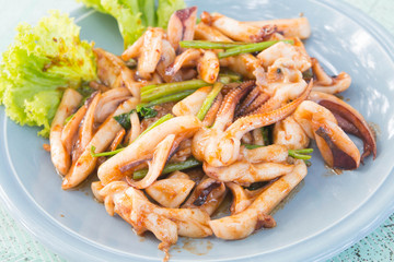Many of grilled squid in thai market
