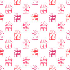 Seamless gift vector pattern on white background