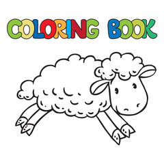 Coloring book of little funny sheep