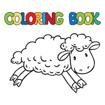 Coloring book of little funny sheep