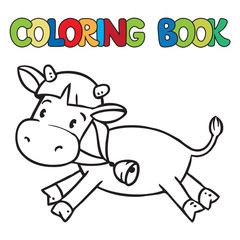 Coloring book of little funny cow or calf