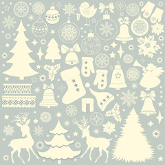 Christmas retro icons, set of Christmas elements