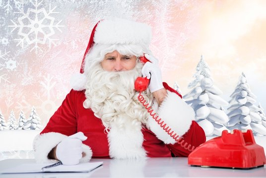 Composite image of santa on the phone