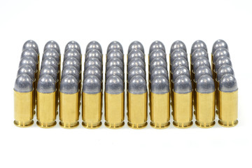 11mm. Ammunition isolated on white