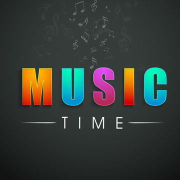 Colorful text Music Time with musical notes.