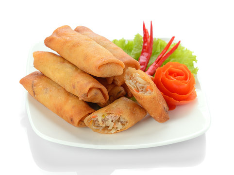 Fototapeta Fried Chinese Traditional Spring rolls food