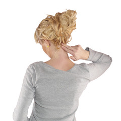 Woman neck pain.