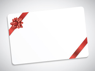 GIFT CARD WITH BOW (vector red Christmas present ribbon)