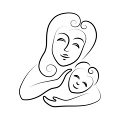 Mum with the child. Vector icon on white background.