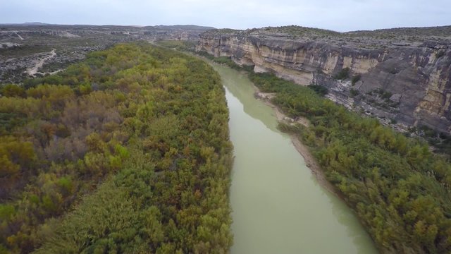 Aerial video of the Rio Grand between Texas and Mexico