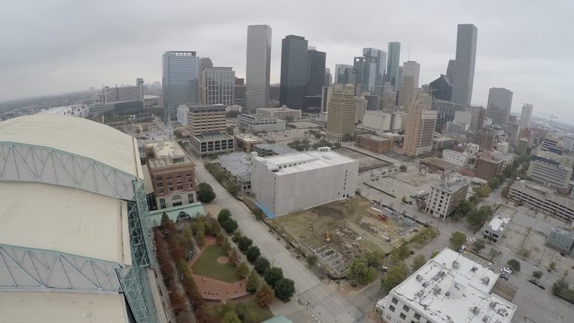 Aerial video Downtown Houston Tx