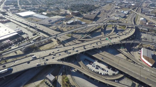 Aerial video of a highway interchange
