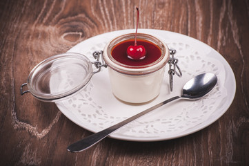 cherry panna cotta in jar
