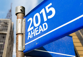 2015 Ahead blue road sign