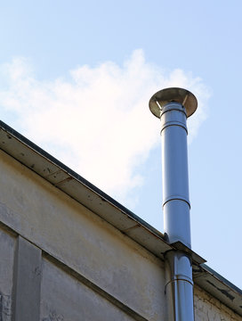 chimney smoke of the heating system in winter