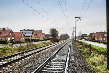 Fototapeta premium Regenwetter Schienenverkehr