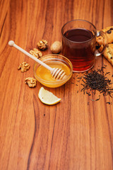 black tea with lemon and honey