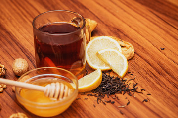 black tea with lemon and honey