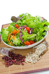 salad and salad cream on white background