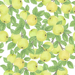 Summer pattern with green apples