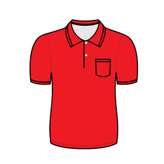 Red polo shirt outline on white background