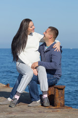 Attractive couple on seashore