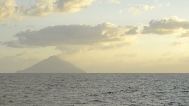 view from the sea of the Stromboli Volcano in Eolie island: Sicily, Italy