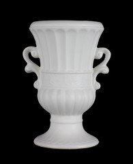 white vase on a black background