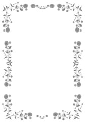 Grey frame with plant and orange flowers.