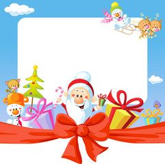 christmas frame wit Santa Claus and gifts- funny vector