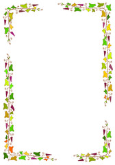 Colorful vintage frame with grapes.