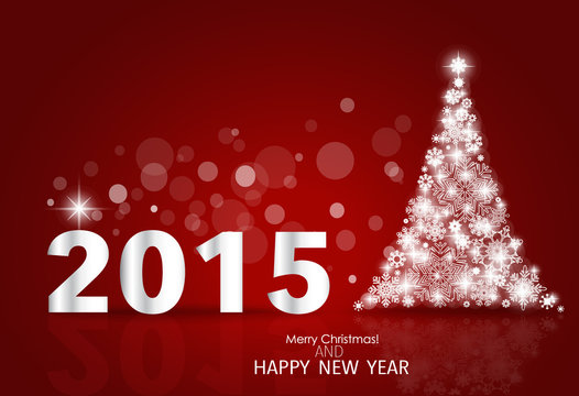 2015 Happy New Year background with Christmas tree. Vector illus