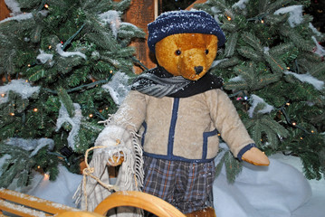 Teddybär fährt Schlitten
