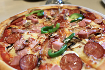Pizza with sausage
