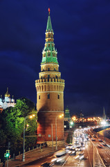 Fototapeta na wymiar Moscow Kremlin, Russia. Tower at night
