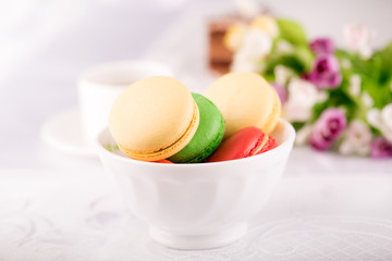 Colorful French macaroons