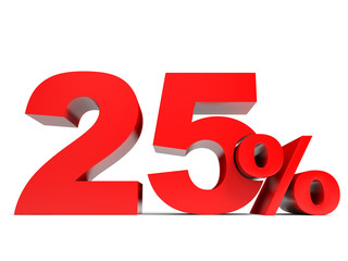 Red twenty five percent off. Discount 25%.