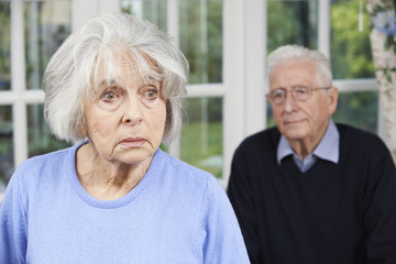 Unhappy Senior Couple At Home Together