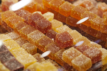 display of fruit jelly at the candy shop