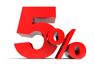 Red five percent off. Discount 5%.
