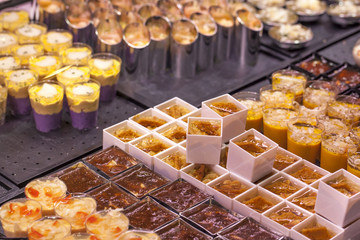 diplay of sweet portions for gourmets