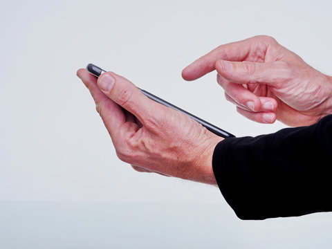 man han using phablet isolated