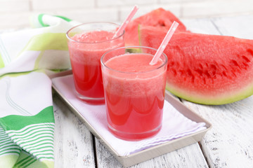 Juicy watermelon on table close-up