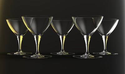 Martini glasses on a dark background, crystal.