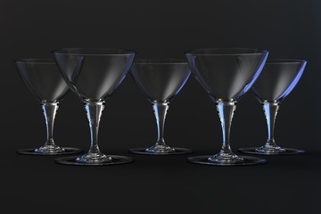 Martini glasses on a dark background, crystal.