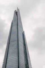 Shard building in London during cloudy day