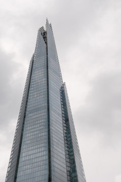 Shard Building In London During Cloudy Day