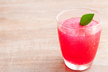 Watermelon cocktail on table, close-up