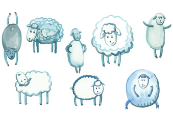 set of sheep in different poses